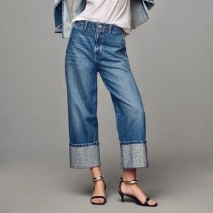 NWT - Lonnie Cuffed High-Rise Crop Jeans By Pilcro: Sparkle Edition, sz 28T